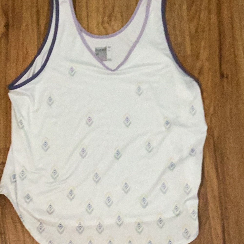 Lucky in Love Women's White and Purple tennis Tank Top